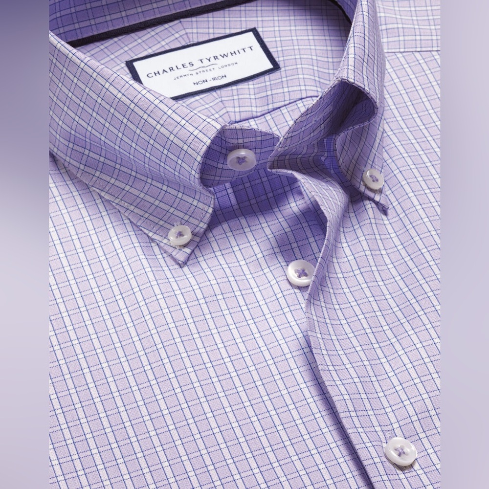 Charles Tyrwhitt Button-Down Non-Iron Stretch Oxford Check Shirt - Picture 2 of 7